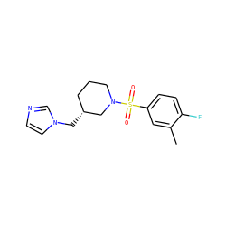 Cc1cc(S(=O)(=O)N2CCC[C@@H](Cn3ccnc3)C2)ccc1F ZINC000653912787
