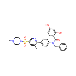 Cc1cc(S(=O)(=O)N2CCN(C)CC2)cnc1-c1ccc(N(Cc2ccccc2)C(=O)c2ccc(O)cc2O)cc1 ZINC000653758402