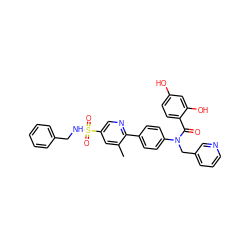 Cc1cc(S(=O)(=O)NCc2ccccc2)cnc1-c1ccc(N(Cc2cccnc2)C(=O)c2ccc(O)cc2O)cc1 ZINC000653756216