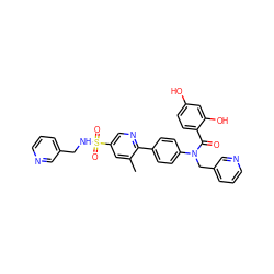 Cc1cc(S(=O)(=O)NCc2cccnc2)cnc1-c1ccc(N(Cc2cccnc2)C(=O)c2ccc(O)cc2O)cc1 ZINC000653762251