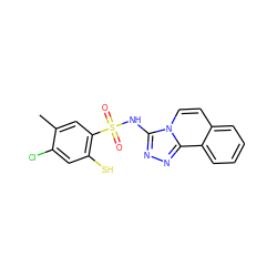 Cc1cc(S(=O)(=O)Nc2nnc3c4ccccc4ccn23)c(S)cc1Cl ZINC000001650665