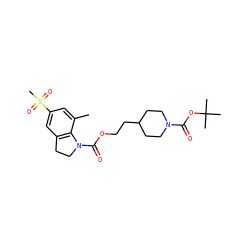 Cc1cc(S(C)(=O)=O)cc2c1N(C(=O)OCCC1CCN(C(=O)OC(C)(C)C)CC1)CC2 ZINC000103259816