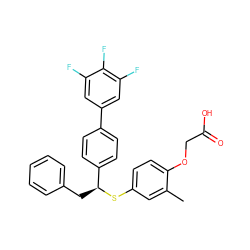 Cc1cc(S[C@@H](Cc2ccccc2)c2ccc(-c3cc(F)c(F)c(F)c3)cc2)ccc1OCC(=O)O ZINC000068106707