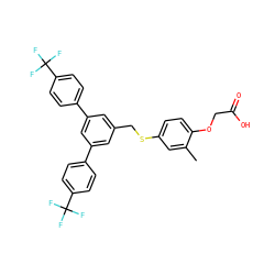 Cc1cc(SCc2cc(-c3ccc(C(F)(F)F)cc3)cc(-c3ccc(C(F)(F)F)cc3)c2)ccc1OCC(=O)O ZINC000037866916