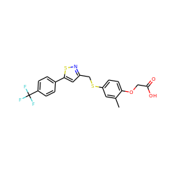 Cc1cc(SCc2cc(-c3ccc(C(F)(F)F)cc3)sn2)ccc1OCC(=O)O ZINC000029058857