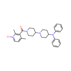 Cc1cc[n+]([O-])c(C)c1C(=O)N1CCC(N2CCC(N(c3ccccc3)c3ccccc3)CC2)CC1 ZINC000013560306