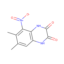 Cc1cc2[nH]c(=O)c(=O)[nH]c2c([N+](=O)[O-])c1C ZINC000000006308