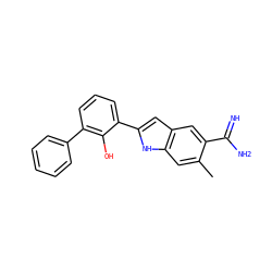 Cc1cc2[nH]c(-c3cccc(-c4ccccc4)c3O)cc2cc1C(=N)N ZINC000013864742