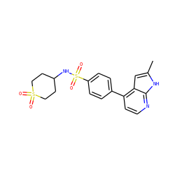 Cc1cc2c(-c3ccc(S(=O)(=O)NC4CCS(=O)(=O)CC4)cc3)ccnc2[nH]1 ZINC000040940497