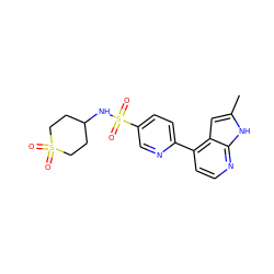 Cc1cc2c(-c3ccc(S(=O)(=O)NC4CCS(=O)(=O)CC4)cn3)ccnc2[nH]1 ZINC000095555788