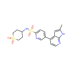 Cc1cc2c(-c3ccc(S(=O)(=O)NC4CCS(=O)(=O)CC4)nc3)ccnc2[nH]1 ZINC000095552395