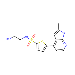 Cc1cc2c(-c3ccc(S(=O)(=O)NCCN)s3)ccnc2[nH]1 ZINC000095921116