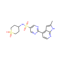 Cc1cc2c(-c3ncc(S(=O)(=O)NC4CCS(=O)(=O)CC4)cn3)ccnc2[nH]1 ZINC000095550234