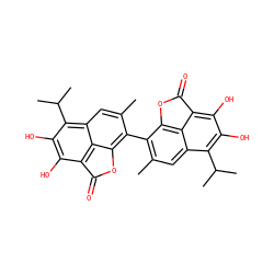 Cc1cc2c(C(C)C)c(O)c(O)c3c2c(c1-c1c(C)cc2c(C(C)C)c(O)c(O)c4c2c1OC4=O)OC3=O ZINC000013435906