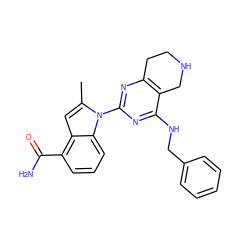 Cc1cc2c(C(N)=O)cccc2n1-c1nc2c(c(NCc3ccccc3)n1)CNCC2 ZINC000208144914