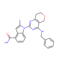 Cc1cc2c(C(N)=O)cccc2n1-c1nc2c(c(NCc3ccccc3)n1)COCC2 ZINC000208076131