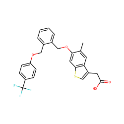 Cc1cc2c(CC(=O)O)csc2cc1OCc1ccccc1COc1ccc(C(F)(F)F)cc1 ZINC000028822712