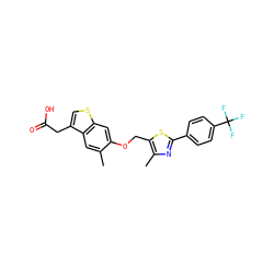 Cc1cc2c(CC(=O)O)csc2cc1OCc1sc(-c2ccc(C(F)(F)F)cc2)nc1C ZINC000028822704