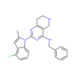 Cc1cc2c(Cl)cccc2n1-c1nc2c(c(NCc3ccccc3)n1)CNCC2 ZINC000219017591