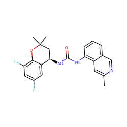 Cc1cc2c(NC(=O)N[C@@H]3CC(C)(C)Oc4c(F)cc(F)cc43)cccc2cn1 ZINC000118625475