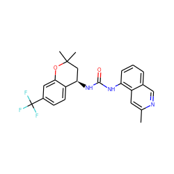 Cc1cc2c(NC(=O)N[C@@H]3CC(C)(C)Oc4cc(C(F)(F)F)ccc43)cccc2cn1 ZINC000118631253