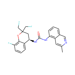 Cc1cc2c(NC(=O)N[C@@H]3CC(CF)(CF)Oc4c(F)cccc43)cccc2cn1 ZINC000118639969