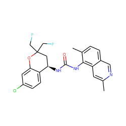 Cc1cc2c(NC(=O)N[C@@H]3CC(CF)(CF)Oc4cc(Cl)ccc43)c(C)ccc2cn1 ZINC000299834871