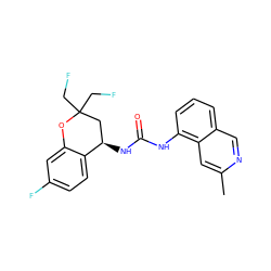 Cc1cc2c(NC(=O)N[C@@H]3CC(CF)(CF)Oc4cc(F)ccc43)cccc2cn1 ZINC000118636150