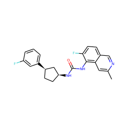 Cc1cc2c(NC(=O)N[C@H]3CC[C@@H](c4cccc(F)c4)C3)c(F)ccc2cn1 ZINC000169704946