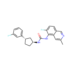 Cc1cc2c(NC(=O)N[C@H]3CC[C@H](c4cccc(F)c4)C3)c(F)ccc2cn1 ZINC000169704935