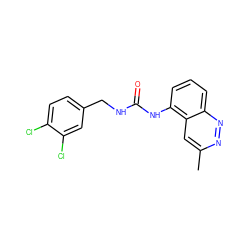 Cc1cc2c(NC(=O)NCc3ccc(Cl)c(Cl)c3)cccc2nn1 ZINC000013608754