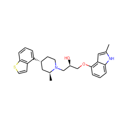 Cc1cc2c(OC[C@H](O)CN3CC[C@@H](c4cccc5sccc45)C[C@@H]3C)cccc2[nH]1 ZINC000026579223