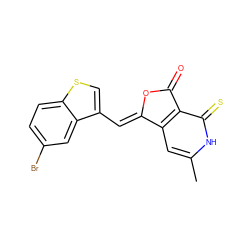 Cc1cc2c(c(=S)[nH]1)C(=O)O/C2=C\c1csc2ccc(Br)cc12 ZINC000040379494