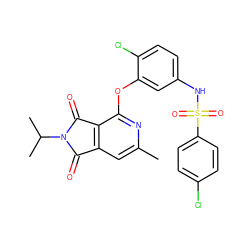 Cc1cc2c(c(Oc3cc(NS(=O)(=O)c4ccc(Cl)cc4)ccc3Cl)n1)C(=O)N(C(C)C)C2=O ZINC000103236908