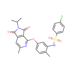 Cc1cc2c(c(Oc3ccc(C)c(NS(=O)(=O)c4ccc(Cl)cc4)c3)n1)C(=O)N(C(C)C)C2=O ZINC000103236911