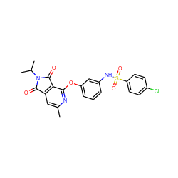 Cc1cc2c(c(Oc3cccc(NS(=O)(=O)c4ccc(Cl)cc4)c3)n1)C(=O)N(C(C)C)C2=O ZINC000103236941