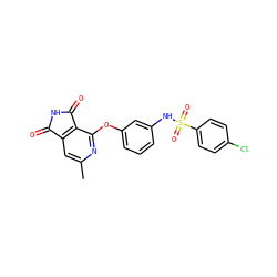 Cc1cc2c(c(Oc3cccc(NS(=O)(=O)c4ccc(Cl)cc4)c3)n1)C(=O)NC2=O ZINC000103236934