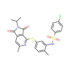 Cc1cc2c(c(Sc3ccc(C)c(NS(=O)(=O)c4ccc(Cl)cc4)c3)n1)C(=O)N(C(C)C)C2=O ZINC000103236923