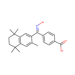 Cc1cc2c(cc1/C(=N/O)c1ccc(C(=O)O)cc1)C(C)(C)CCC2(C)C ZINC000003834061