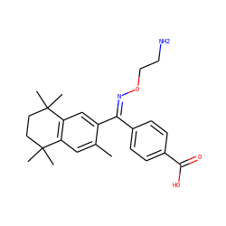 Cc1cc2c(cc1/C(=N/OCCN)c1ccc(C(=O)O)cc1)C(C)(C)CCC2(C)C ZINC000003834073