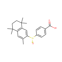 Cc1cc2c(cc1[S@@+]([O-])c1ccc(C(=O)O)cc1)C(C)(C)CCC2(C)C ZINC000013758056