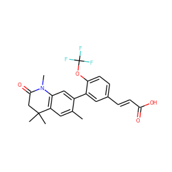 Cc1cc2c(cc1-c1cc(/C=C/C(=O)O)ccc1OC(F)(F)F)N(C)C(=O)CC2(C)C ZINC000028952493