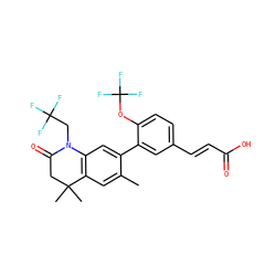 Cc1cc2c(cc1-c1cc(/C=C/C(=O)O)ccc1OC(F)(F)F)N(CC(F)(F)F)C(=O)CC2(C)C ZINC000028952497