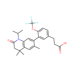 Cc1cc2c(cc1-c1cc(CCC(=O)O)ccc1OC(F)(F)F)N(C(C)C)C(=O)CC2(C)C ZINC000028952252