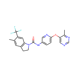 Cc1cc2c(cc1C(F)(F)F)N(C(=O)Nc1ccc(Oc3cncnc3C)nc1)CC2 ZINC000029548029