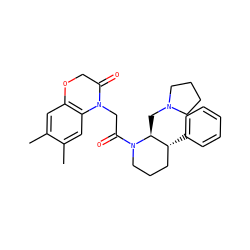 Cc1cc2c(cc1C)N(CC(=O)N1CCC[C@@H](c3ccccc3)[C@@H]1CN1CCCC1)C(=O)CO2 ZINC000029045413