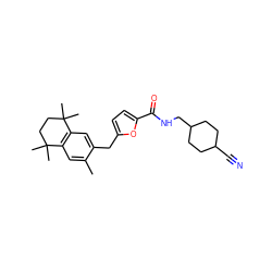 Cc1cc2c(cc1Cc1ccc(C(=O)NCC3CCC(C#N)CC3)o1)C(C)(C)CCC2(C)C ZINC000001905778