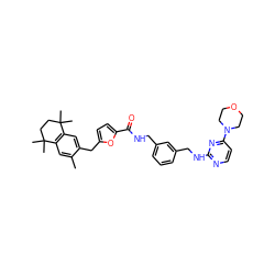 Cc1cc2c(cc1Cc1ccc(C(=O)NCc3cccc(CNc4nccc(N5CCOCC5)n4)c3)o1)C(C)(C)CCC2(C)C ZINC000027193387