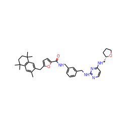 Cc1cc2c(cc1Cc1ccc(C(=O)NCc3cccc(CNc4nccc(NC[C@@H]5CCCO5)n4)c3)o1)C(C)(C)CCC2(C)C ZINC000027186464