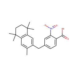 Cc1cc2c(cc1Cc1ccc(C(=O)O)c([N+](=O)[O-])c1)C(C)(C)CCC2(C)C ZINC000045316071